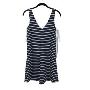 NWT Gianni Bini Black White Striped Double V-Neck Lace Up Dress 
Size XS
